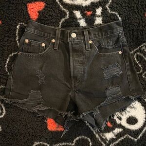 Levi's Black Distressed Jean Shorts